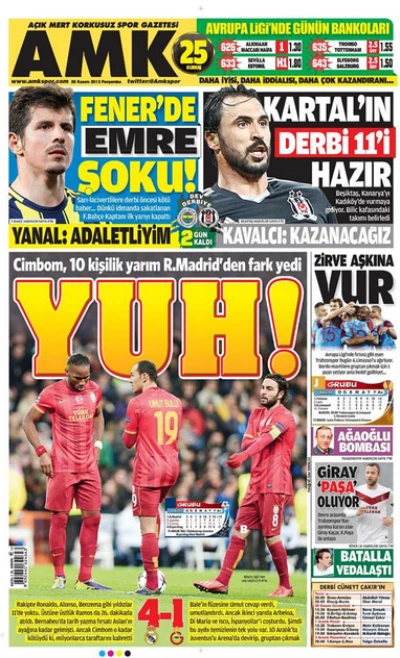 Real Madrid-Galatasaray Maçı Gazete Manşetlerinde