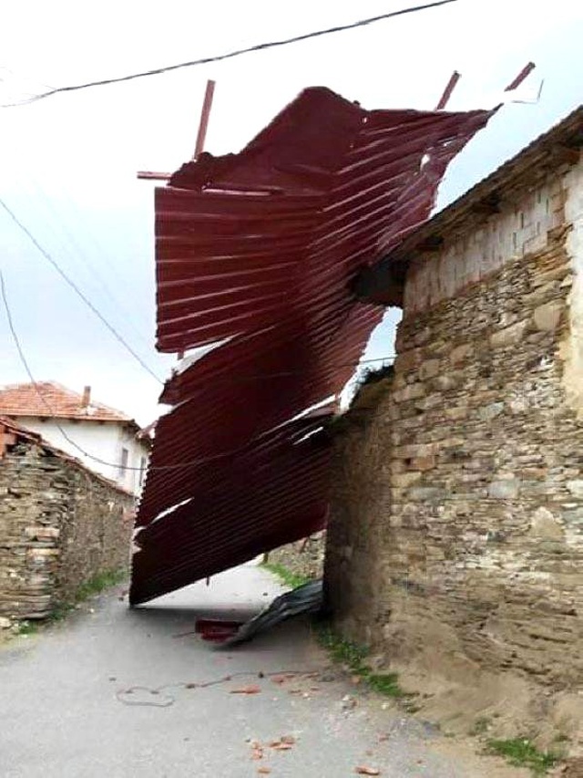 Salihli'de Şiddetli Rüzgar Ağaçları Devirdi, Elektrik Tellerini Kopardı
