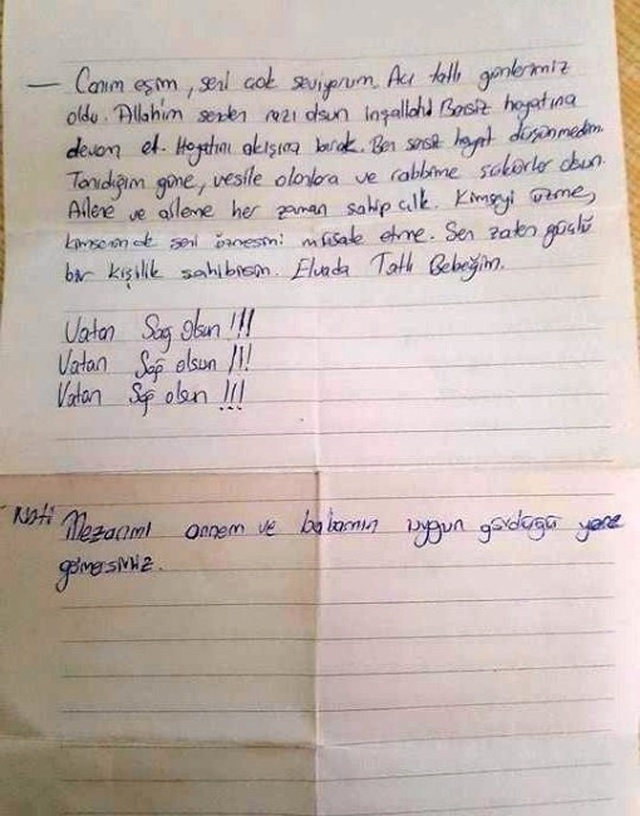 Şehidin Cüzdanından Çıkan Mektup Ağlattı: Elveda Bebeğim