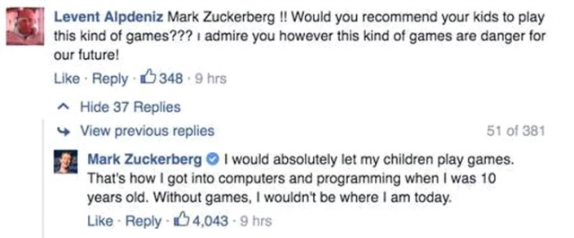 Zuckerberg: Ben Oyun Oynayarak Buralara Geldim!
