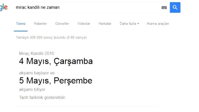 Google, Miraç Kandili'ni Karıştırdı