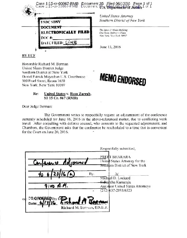 Zarrab'ın Duruşma Günü 20 Haziran'a Ertelendi