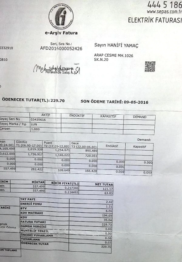 229 Liralık Faturaya İtiraz Etti, Bin 720 Liralık Fatura ile Şoke Oldu