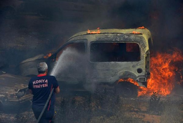 Konya'da 70'e Yakın Araç Kül Oldu