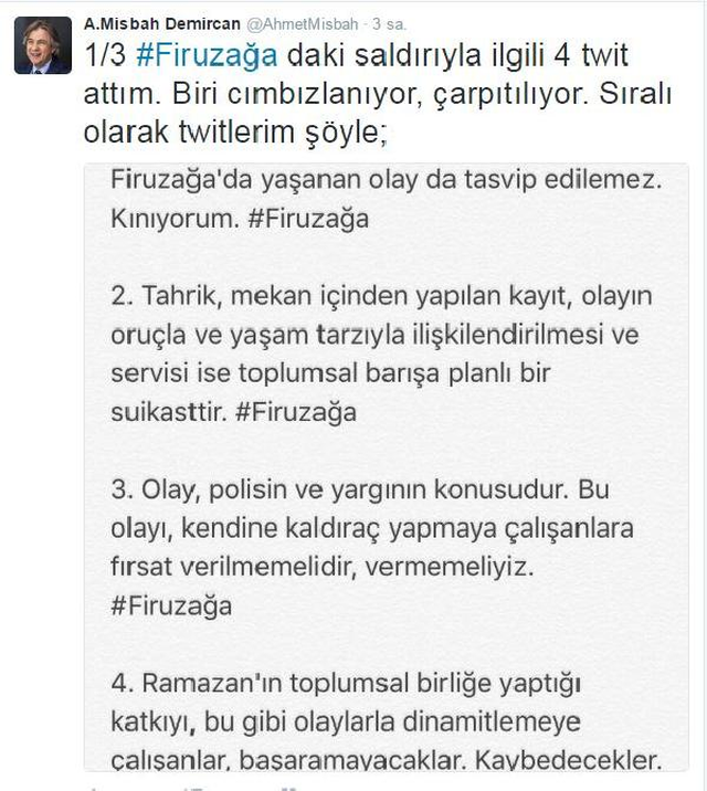 Misbah Demircan: Firuzağa'daki Saldırıyla İlgili Sözlerim Çarpıtıldı