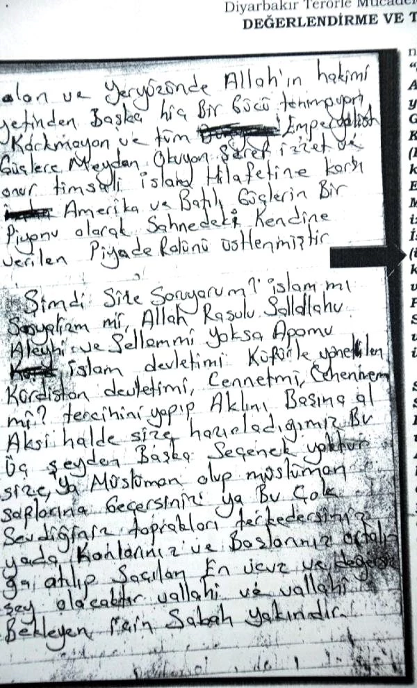 Diyarbakır'da Öldürülen IŞİD'cinin Kan Donduran Vasiyet Mektubu!