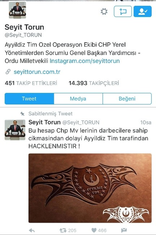 CHP'li Seyit Torun'un Twitter Hesabı Hacklendi