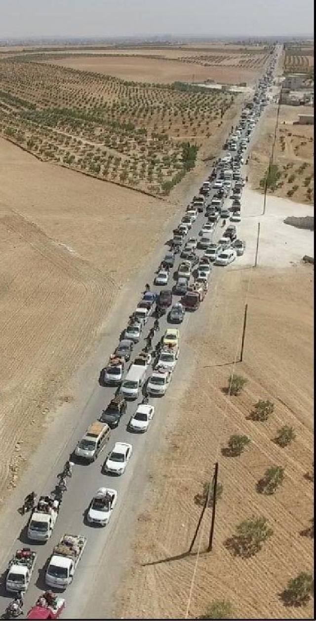 Münbiç'ten Kaçan IŞİD'liler Havadan Görüntülendi