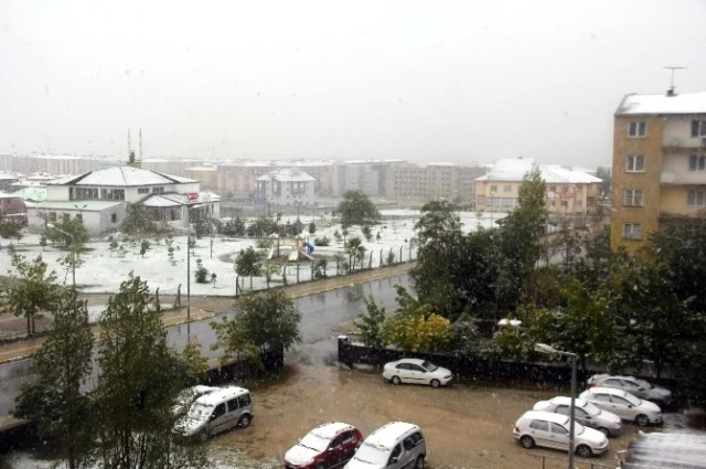 Erzurum Kent Merkezine Mevsimin İlk Karı Yağdı