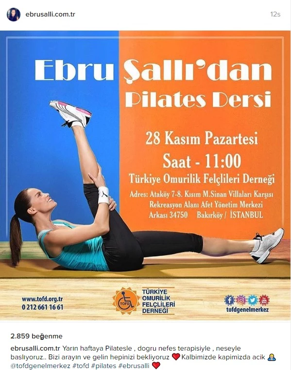 Ebru Şallı Engellilere Gönüllü Pilates Dersi Verdi