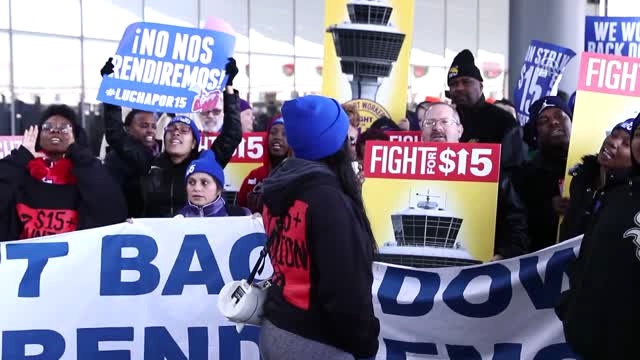 Chicago O'hare Havaalanı'nda Grev ve Protesto Gösterisi Yapıldı