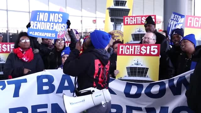 Chicago O'hare Havaalanı'nda Grev ve Protesto Gösterisi Yapıldı