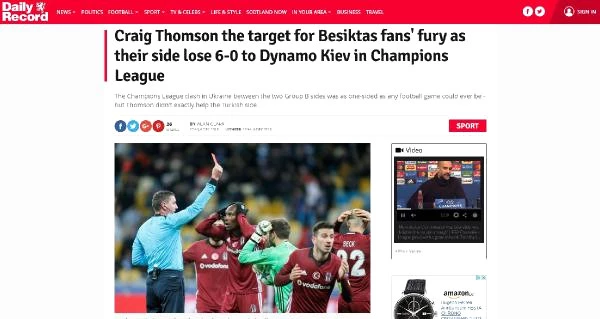 Beşiktaş'ı Yıkan Hakem Craig Thomson, Ülkesinde de Eleştirildi