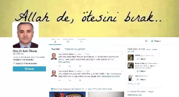 Adil Öksüz Adına Twitter Hesabı Açıldı