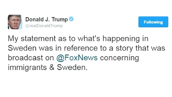 Trump, İsveç'in Açıklama Talebini Twitter'dan Yanıtladı