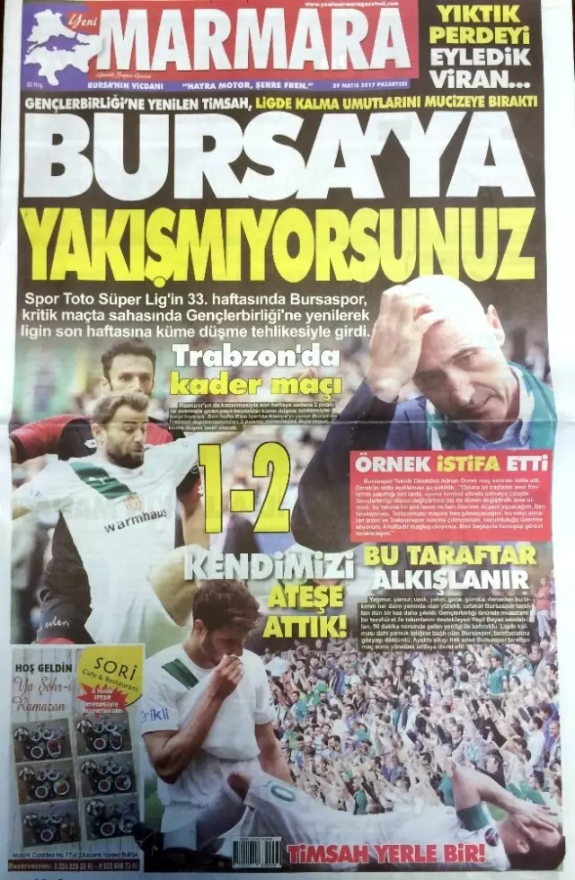 Bursa Yerel Basını, Küme Düşmenin Eşiğine Gelen Bursaspor'a Öfke Kustu