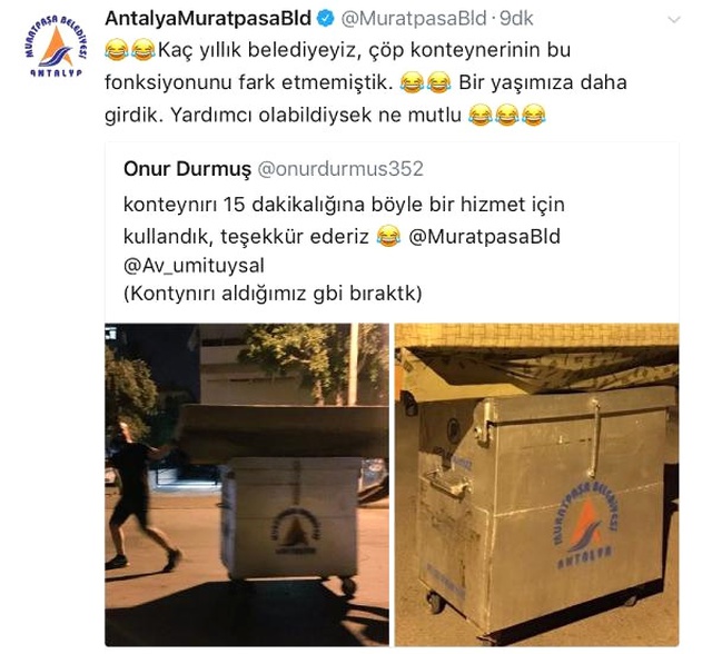 Kanepeyi Çöp Konteyneriyle Taşıyıp Teşekkür Edenlere Belediye'den İlginç Karşılık