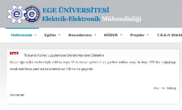 Ege Üniversitesi'nde 'Devlet Vakfına Bağış Yap, Dersten Geç' Duyurusu