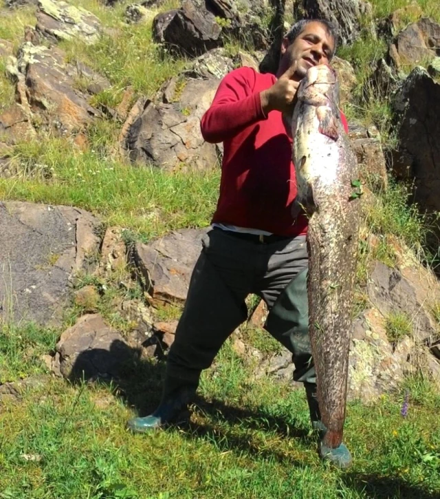 Kars Çayı'nda Boyu Kadar Balık Tuttu