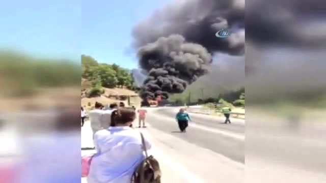 Isparta'da Yolcu Otobüsü Seyir Halindeyken Alev Alev Yandı