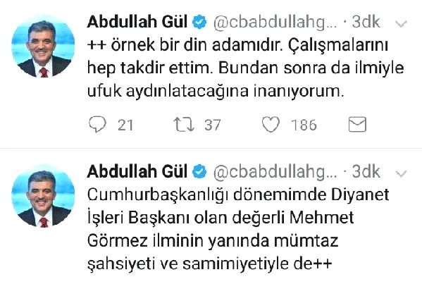 Abdullah Gül, Görmez'i Anlattı: Örnek Bir Din Adamı