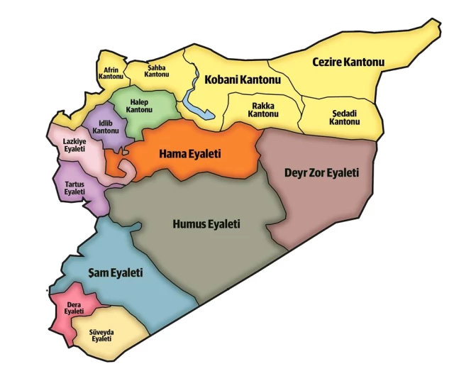 ABD'nin Skandal Suriye Haritasında Ülkenin Kuzeyi PKK'lı Teröristlere Verildi