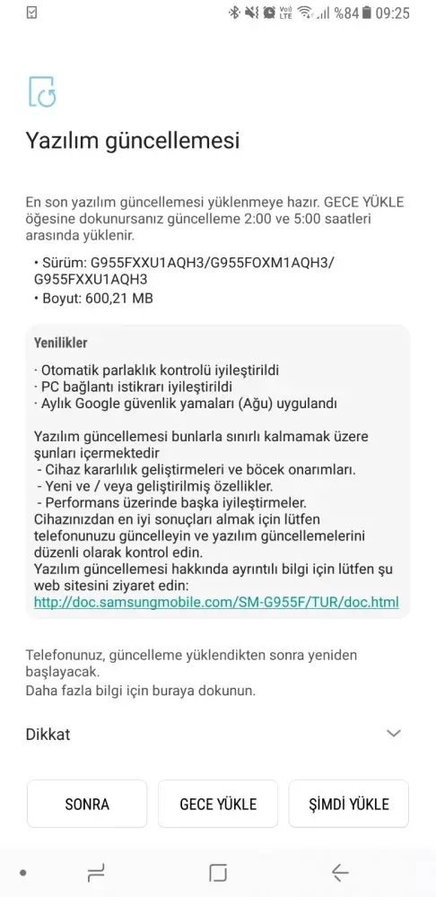 Galaxy S8 Plus İçin Güncelleme Yayınlandı