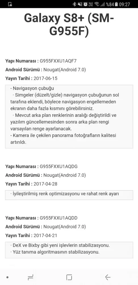 Galaxy S8 Plus İçin Güncelleme Yayınlandı