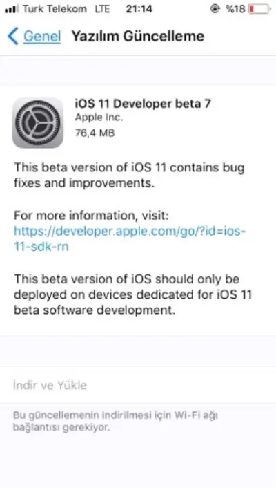 İos 11 Beta 7 Yayınlandı!