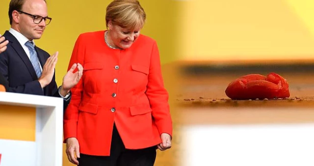 Almanya Başbakanı Merkel'e Domatesli Saldırı
