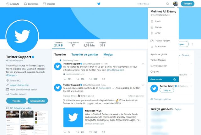 Twitter, Gece Modunu Kullanıma Sundu!