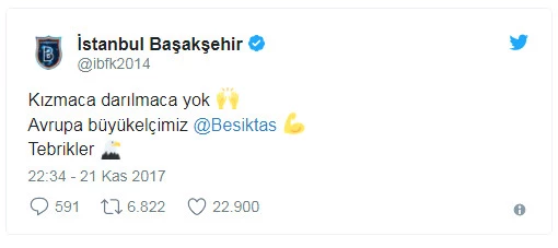 Medipol Başakşehir Kutladı, Beşiktaş Teşekkür Etti!