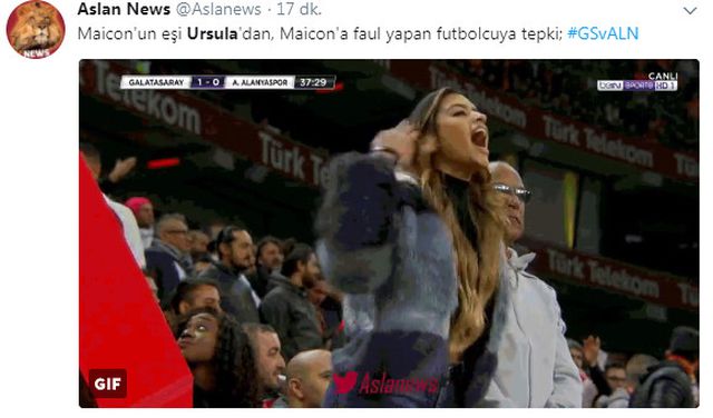 Galatasaraylı Maicon'un Eşi Ursula'dan Kafa Kesme Hareketi