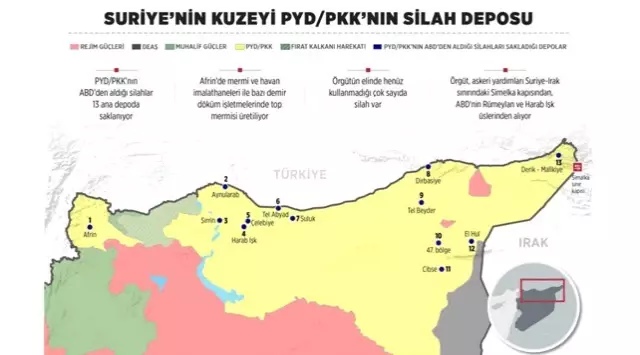 Terör Örgütü PYD, ABD'nin Verdiği Silahlarla 13 Ayrı Silah Deposu Kurdu