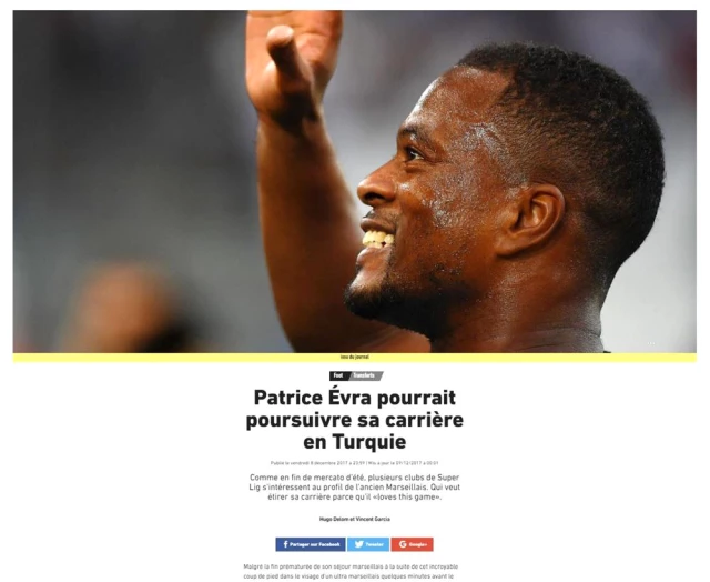 Galatasaray'dan Patrice Evra Sürprizi