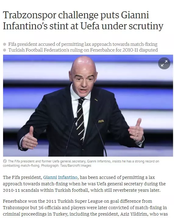 Olay iddia: Infantino F.Bahçe'nin Ceza Almamasına Göz Yumdu