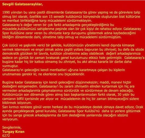 Turgay Kıran, Galatasaray Başkanlık Adaylığından Çekildi!