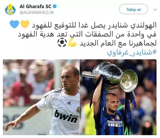 Al Gharafa, Wesley Sneijder Transferini Sosyal Medyadan Duyurdu