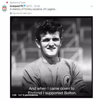 Liverpool'un Efsane Kalecisi Tommy Lawrence Vefat Etti