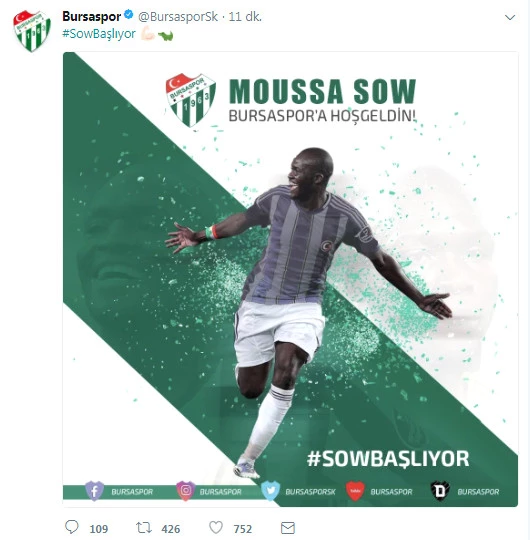 Moussa Sow Resmen Bursaspor'a Transfer Oldu