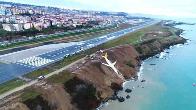 Facianın Boyutu Sabah Ortaya Çıktı! Trabzon'da 162 Yolcusu ile Pistten Çıkan Uçak, Denize Düşmekten Son Anda Kurtulmuş