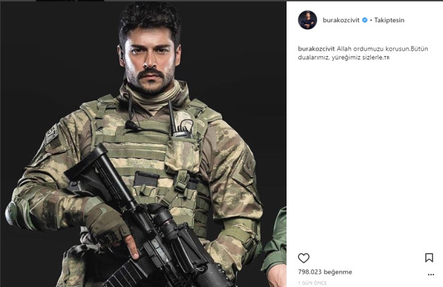 Burak Özçivit'in Asker Kamuflajlı Fotoğrafı Eleştiri Yağmuruna Tutuldu