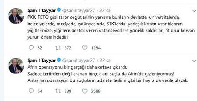 Afrin Operasyonunu Eleştirenlere Şamil Tayyar'dan Atasözlü Cevap: İt Ürür, Kervan Yürür