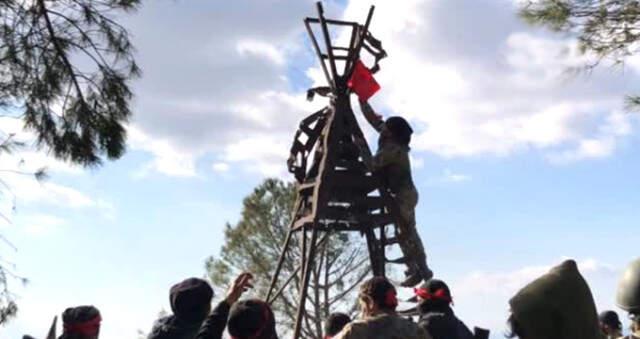 Zeytin Dalı Harekatı'nda Burseya Dağı YPG'den Alındı! Mehmetçik, Kuleye Türk Bayrağı Dikti