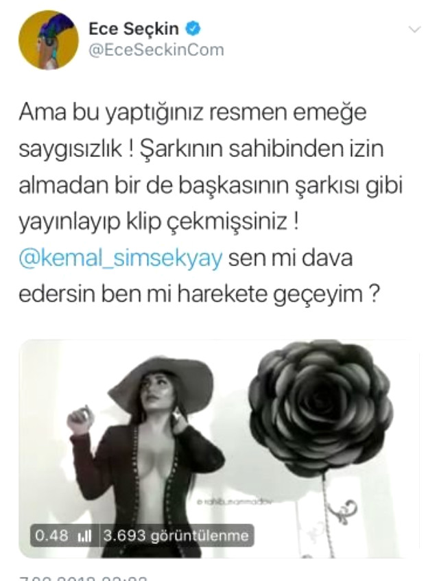 Ece Seçkin, Şarkısını Çalan Azeri Şarkıcıyı Sosyal Medyadan İfşa Etti
