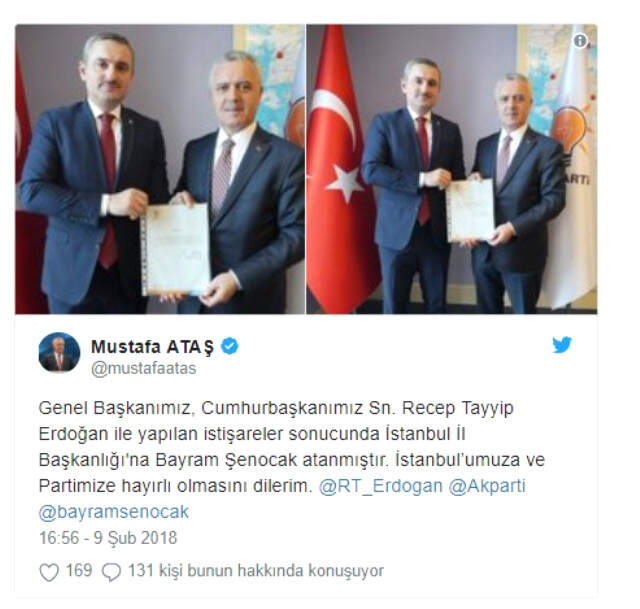 AK Parti İstanbul İl Başkanlığına Bayram Şenocak Atandı