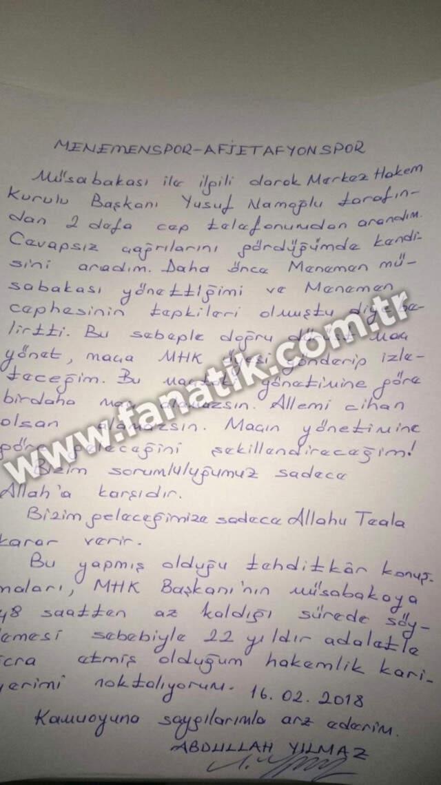 Hakem Abdullah Yılmaz, Yusuf Namoğlu'nun Tehditleri Sonrası Hakemliği Bıraktı