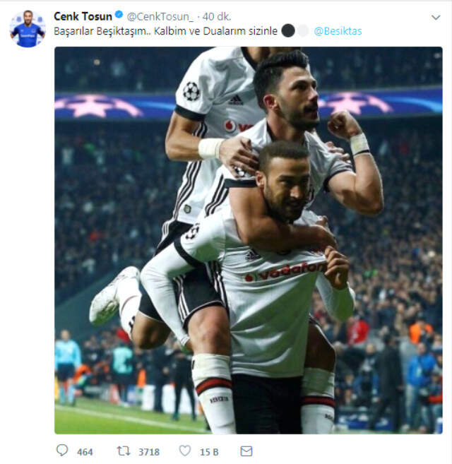 Cenk Tosun, Beşiktaş'a Destek Mesajı Yayınladı