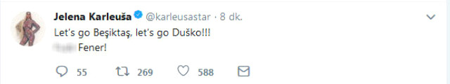 Beşiktaşlı <a class='keyword-sd' href='/dusco-tosic/' title='Dusco Tosic'>Dusco Tosic</a>'in Eşi Jelena Karleusa, Fenerbahçe'ye Küfür Etti