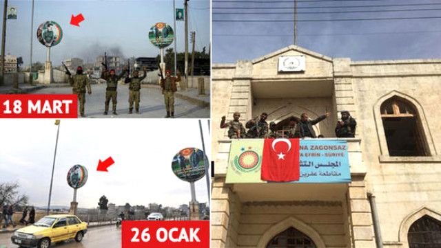 Afrin'deki Hükümet Binasına Türk Bayrağı Asıldı, Askerin 18 Mart Mesajı Duygulandırdı